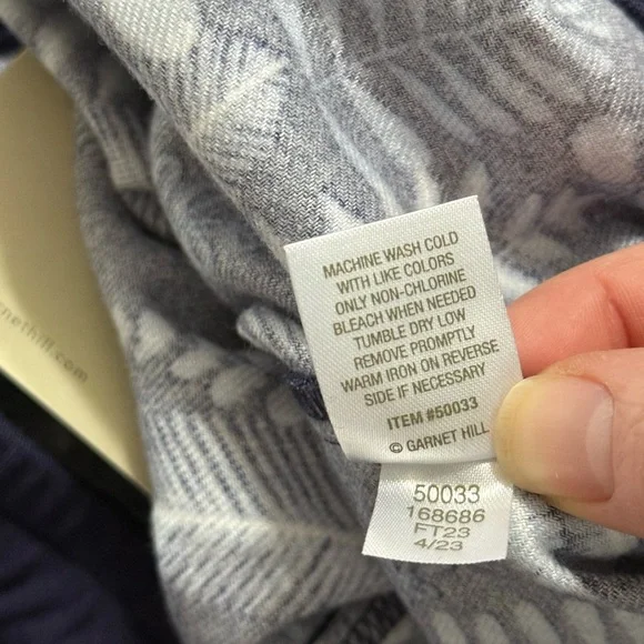 NWT Garnet Hill Blue Fern Flannel Jogger Pajama Pants Organic Pima Cotton Medium - Picture 8 of 8